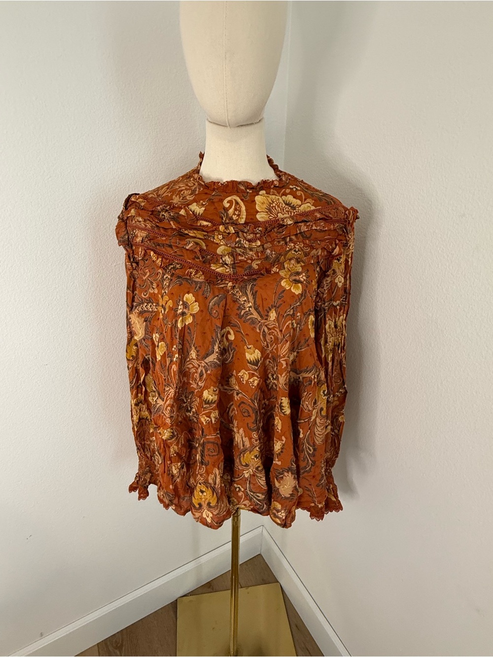 Spell & The Gypsy NWT Aurora Blouse in Burnt Ember - Size Medium